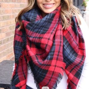 New Panache Red Blue Buffalo Plaid Scarf